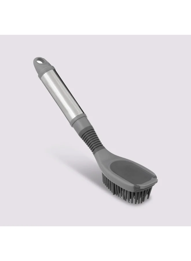Five Simply Smart Silver & Clean Durable Rubber Washing-Up Dish Brush Grey and Silver 6.3 x 4.7 x 24.5 cm 186201